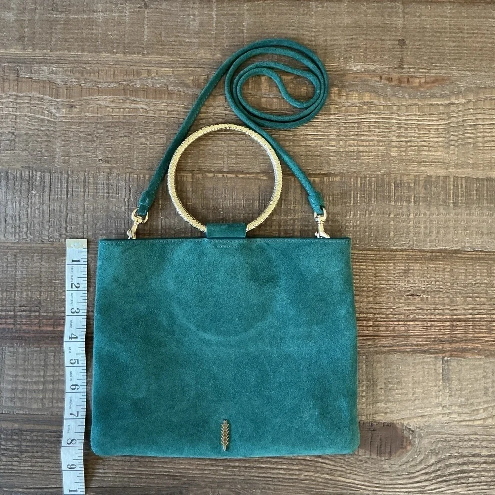 Thacker Le Pouch Leather Bag with Hammered Gold Ring Handles or Crossbody - Picture 5 of 11